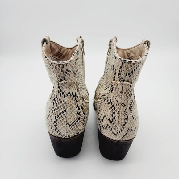 True Craft Ankle Boots Women 9-1/2 M Winnie Western Snakeskin Brown Cream - Picture 5 of 10